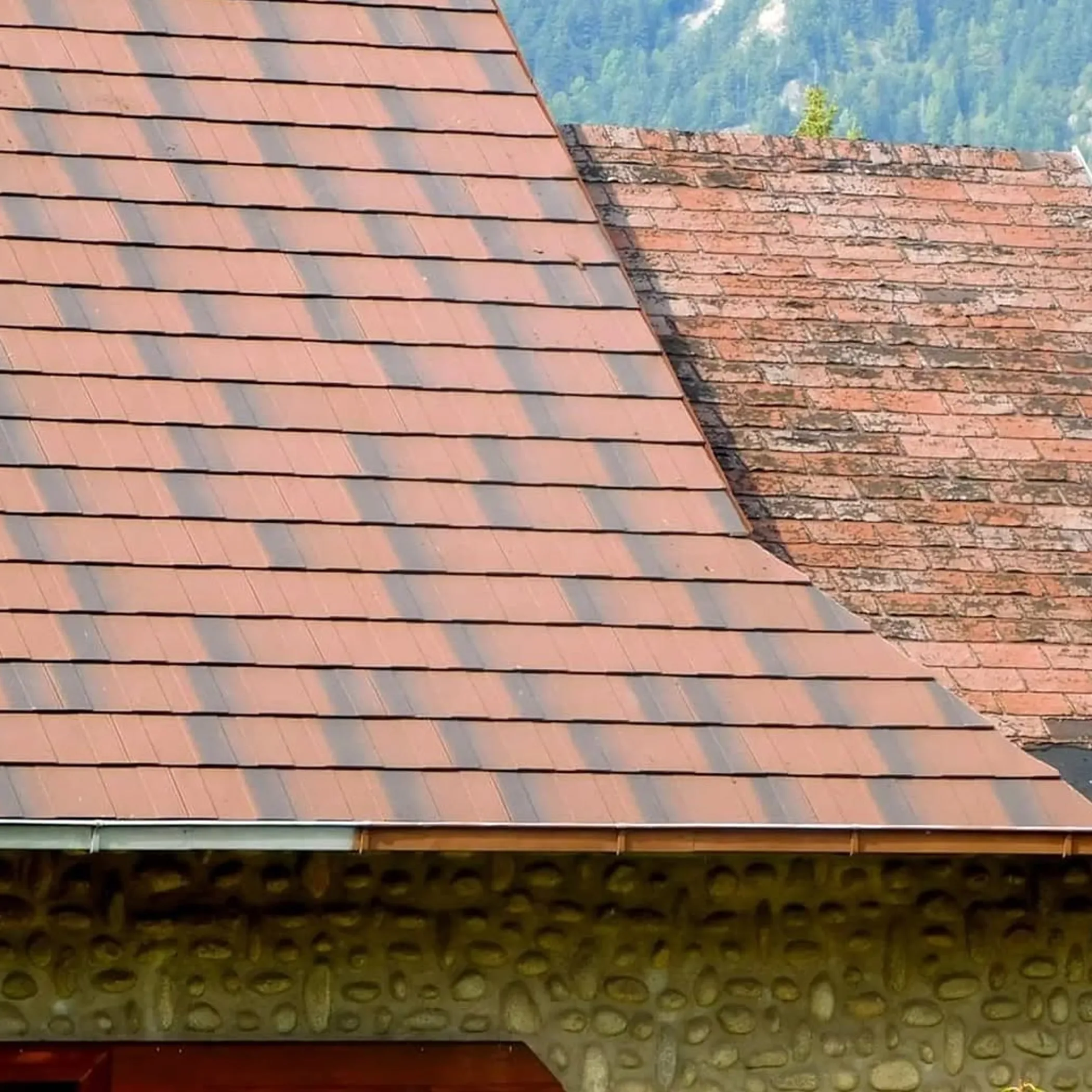 roof with moss and clear areas