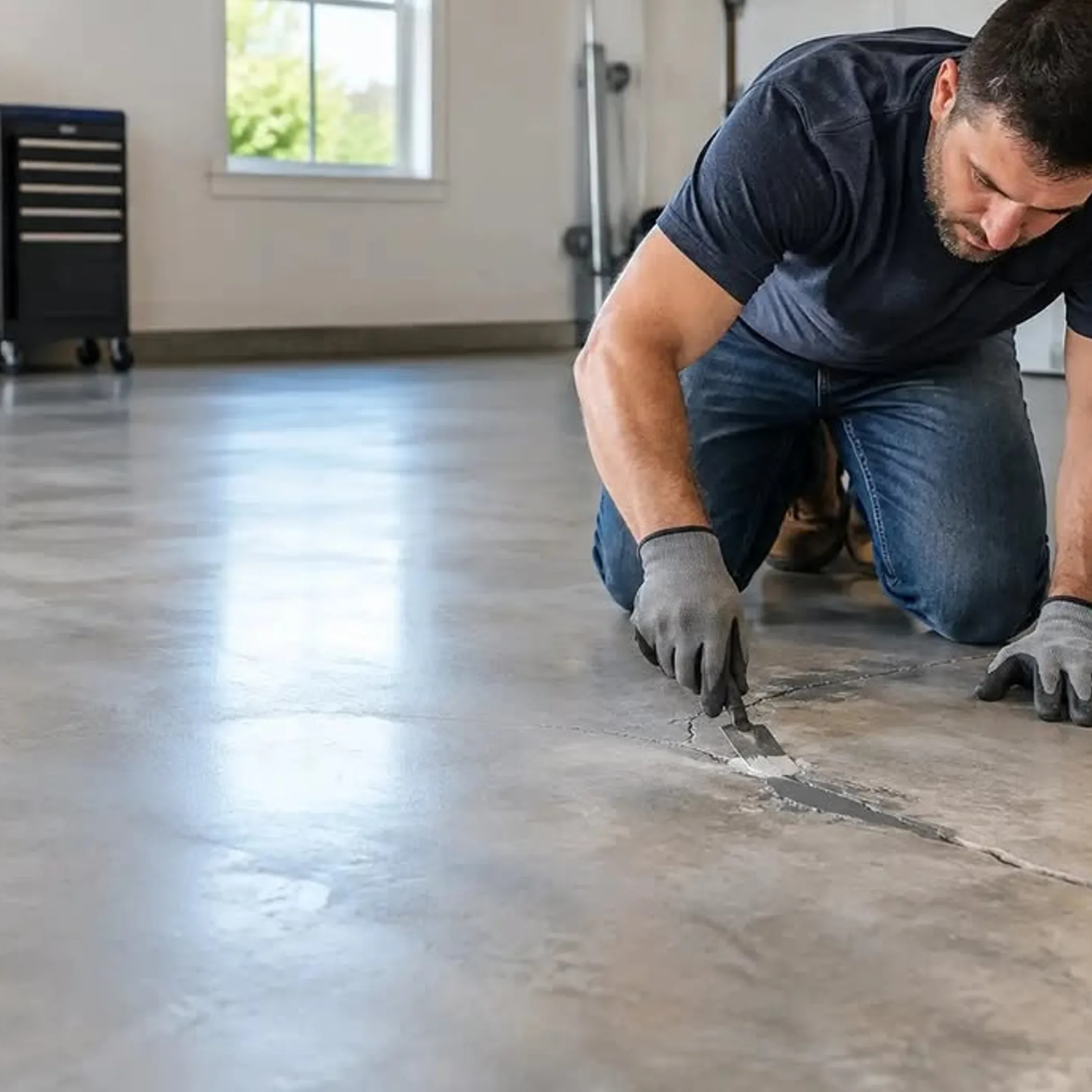 concrete crack repair in garage